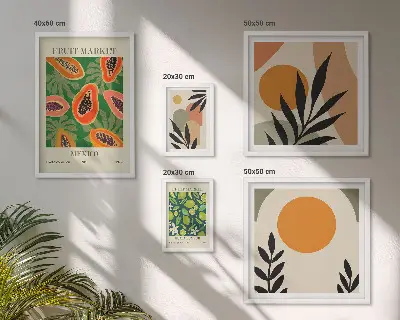 Moderne schilderijen set met retro motieven van tropisch fruit