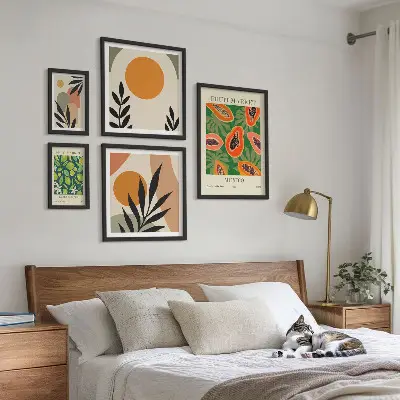 Moderne schilderijen set met retro motieven van tropisch fruit