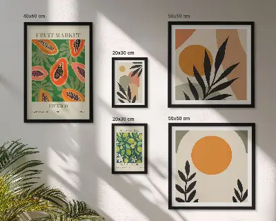 Moderne schilderijen set met retro motieven van tropisch fruit