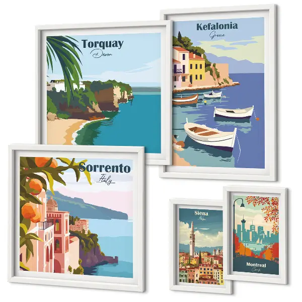 Wanddecoratie compositie Kustlandschappen van Europa