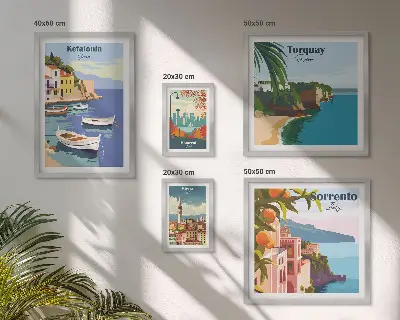 Wanddecoratie compositie Kustlandschappen van Europa