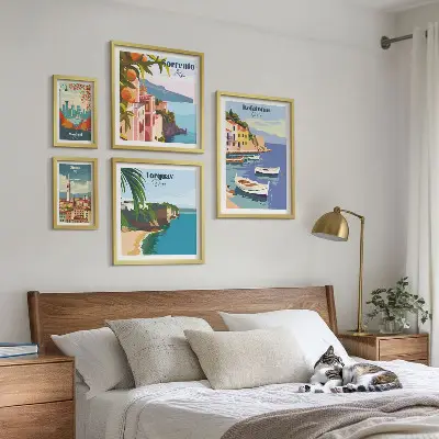 Wanddecoratie compositie Kustlandschappen van Europa