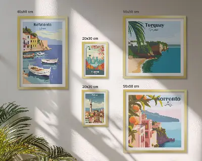 Wanddecoratie compositie Kustlandschappen van Europa