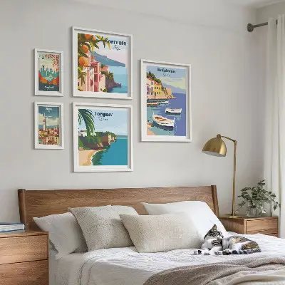 Wanddecoratie compositie Kustlandschappen van Europa