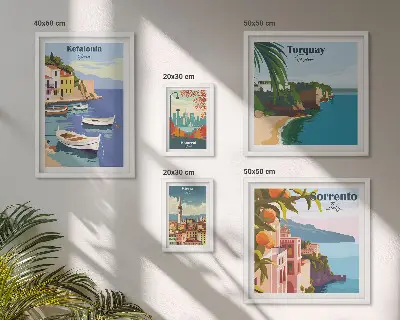 Wanddecoratie compositie Kustlandschappen van Europa