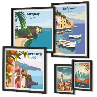 Wanddecoratie compositie Kustlandschappen van Europa