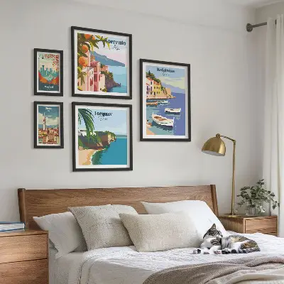 Wanddecoratie compositie Kustlandschappen van Europa