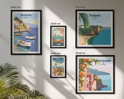 Wanddecoratie compositie Kustlandschappen van Europa