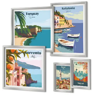 Wanddecoratie compositie Kustlandschappen van Europa
