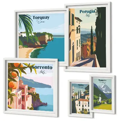 Wanddecoratie compositie Pittoreske Italiaanse stadjes
