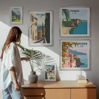 Wanddecoratie compositie Pittoreske Italiaanse stadjes