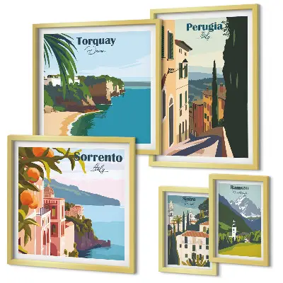 Wanddecoratie compositie Pittoreske Italiaanse stadjes