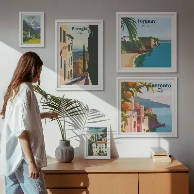 Wanddecoratie compositie Pittoreske Italiaanse stadjes