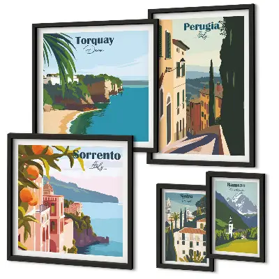 Wanddecoratie compositie Pittoreske Italiaanse stadjes