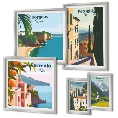 Wanddecoratie compositie Pittoreske Italiaanse stadjes