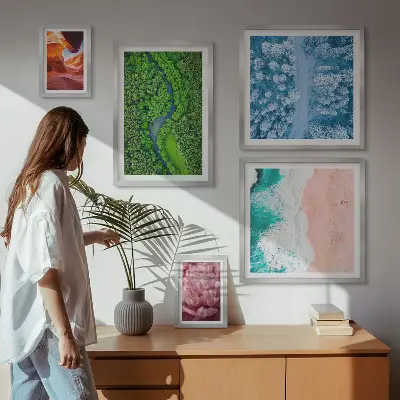 Wanddecoratie compositie Natuurlijke groene landschappen