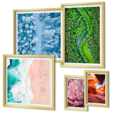 Wanddecoratie compositie Natuurlijke groene landschappen