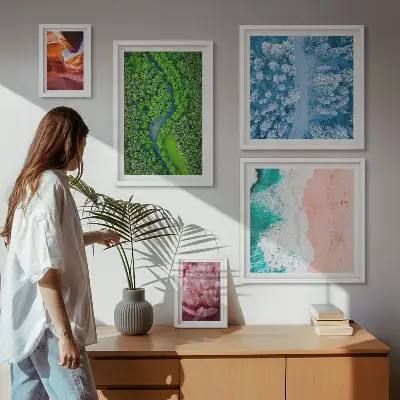 Wanddecoratie compositie Natuurlijke groene landschappen