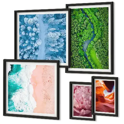 Wanddecoratie compositie Natuurlijke groene landschappen