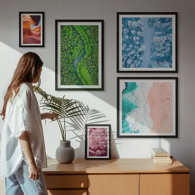 Wanddecoratie compositie Natuurlijke groene landschappen