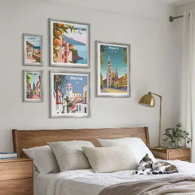 Wanddecoratie compositie met architectuur van Europese steden