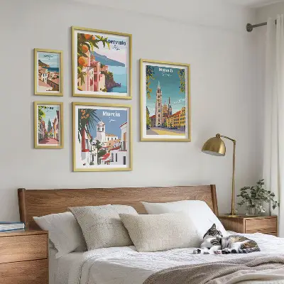Wanddecoratie compositie met architectuur van Europese steden