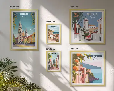 Wanddecoratie compositie met architectuur van Europese steden
