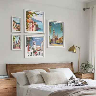 Wanddecoratie compositie met architectuur van Europese steden