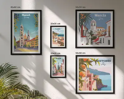 Wanddecoratie compositie met architectuur van Europese steden