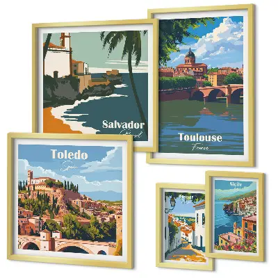 Wanddecoratie Uitzichten op Europese steden compositie