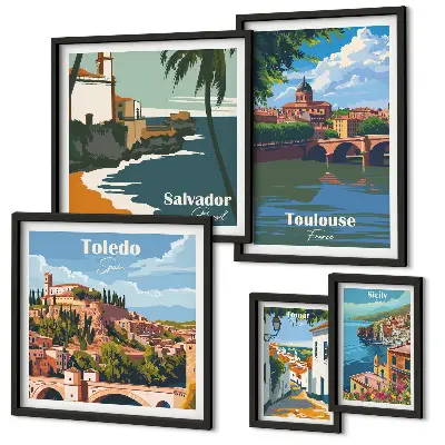 Wanddecoratie Uitzichten op Europese steden compositie