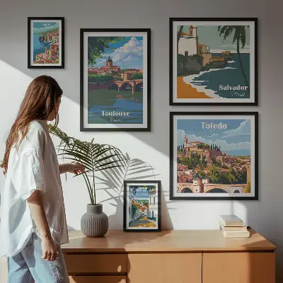 Wanddecoratie Uitzichten op Europese steden compositie