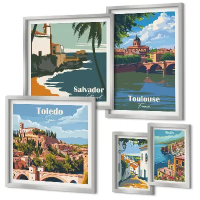 Wanddecoratie Uitzichten op Europese steden compositie