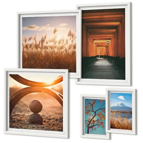 Gallerijwand met serene zen-achtige landschapsprints