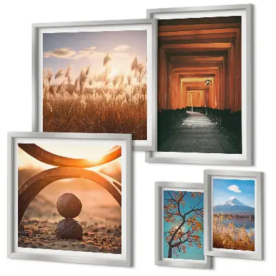 Gallerijwand met serene zen-achtige landschapsprints