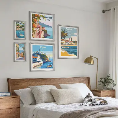 Wanddecoratie compositie Zeegezichten van Europese steden