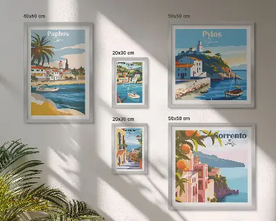 Wanddecoratie compositie Zeegezichten van Europese steden