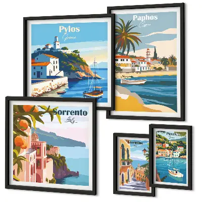 Wanddecoratie compositie Zeegezichten van Europese steden