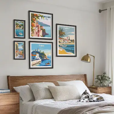 Wanddecoratie compositie Zeegezichten van Europese steden