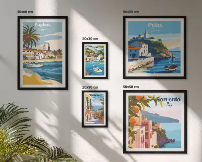 Wanddecoratie compositie Zeegezichten van Europese steden