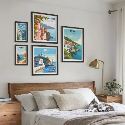 Moderne schilderijen set Landschappen van de Griekse eilanden