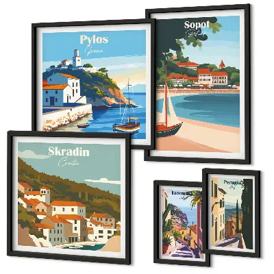 Gallery wall Landschappen van kuststeden