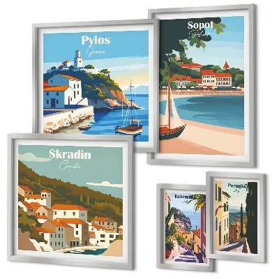 Gallery wall Landschappen van kuststeden
