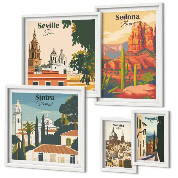 Wanddecoratie compositie Toeristische landschappen van de wereld