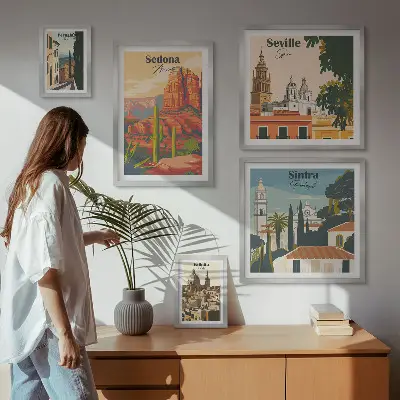 Wanddecoratie compositie Toeristische landschappen van de wereld