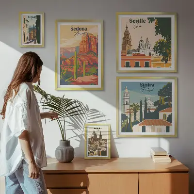 Wanddecoratie compositie Toeristische landschappen van de wereld