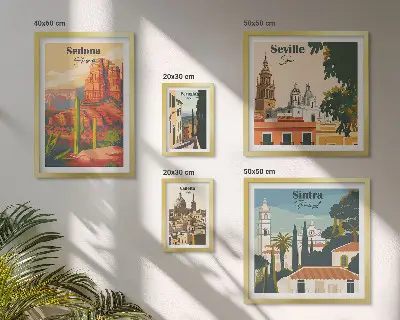 Wanddecoratie compositie Toeristische landschappen van de wereld