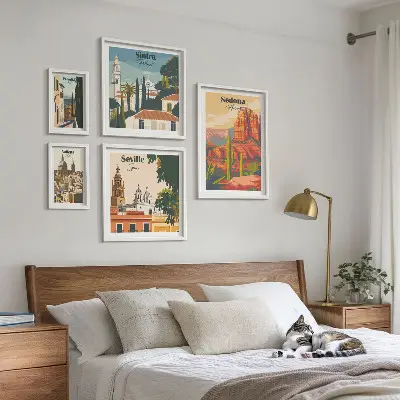Wanddecoratie compositie Toeristische landschappen van de wereld