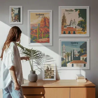 Wanddecoratie compositie Toeristische landschappen van de wereld