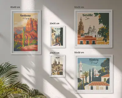 Wanddecoratie compositie Toeristische landschappen van de wereld